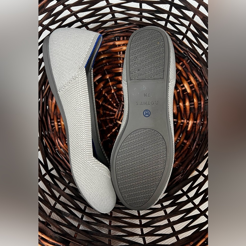 Rothy's Women's Beige/Grey with Blue Lined Flats - Picture 2 of 5